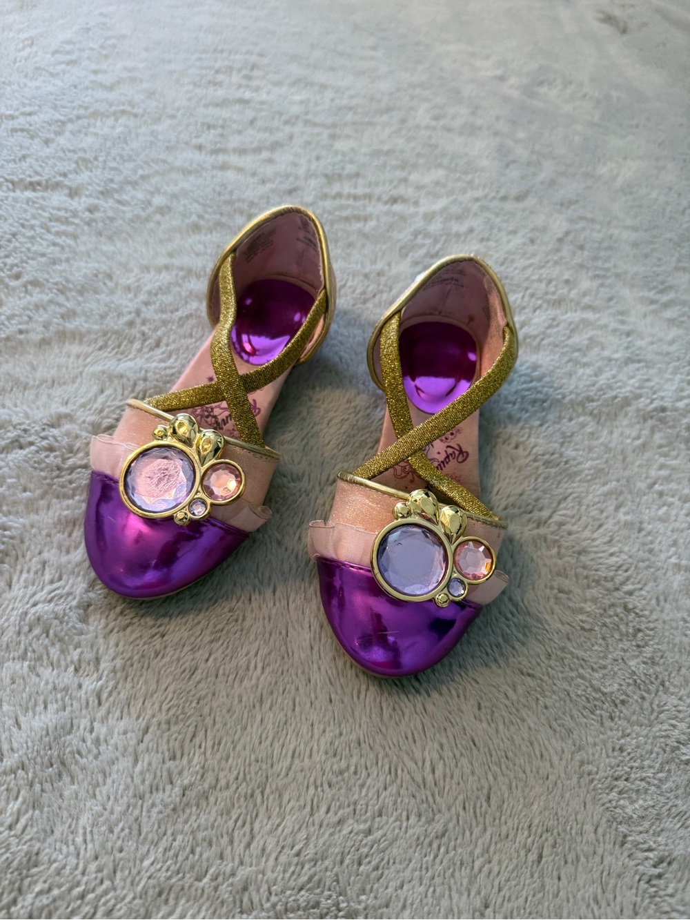 Disney Girls Metallic Purple and Pink Gem Dress Sandals